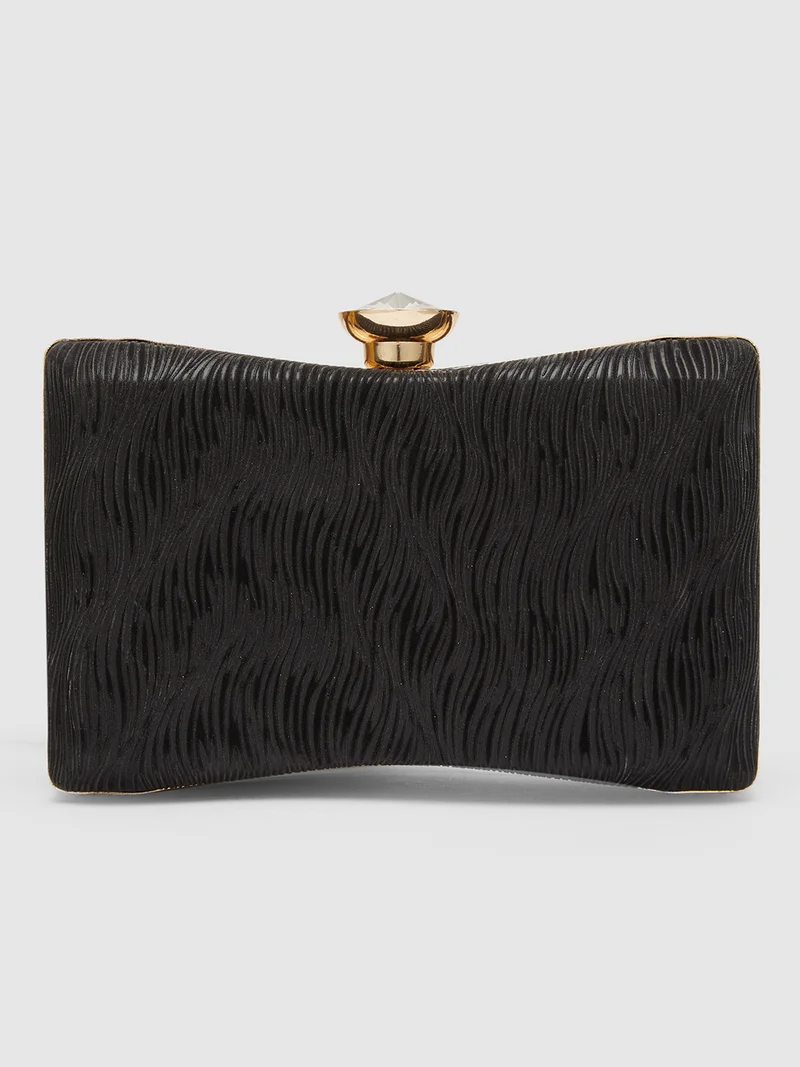 جلو باص حقيبة يد نسائية سوداء مزينة للحفلات